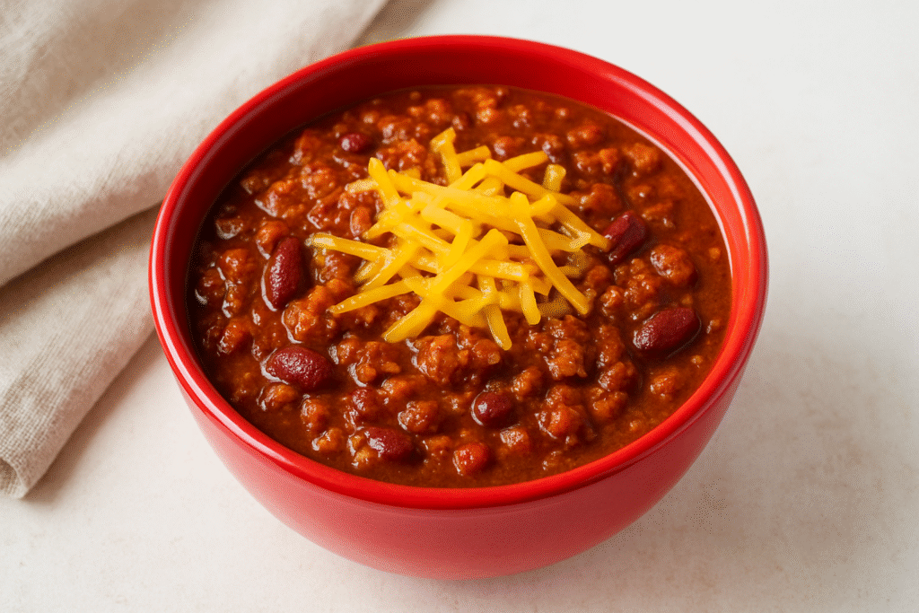 Chili with Melted Cheddar Cheese Chili With Melted Cheddar Cheese 1024x683