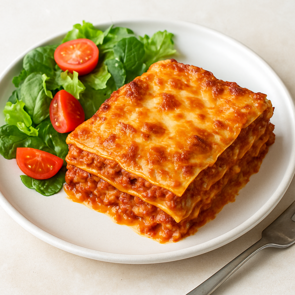 Delicious Lasagna with Fresh Salad Delicious Lasagna With Fresh Salad